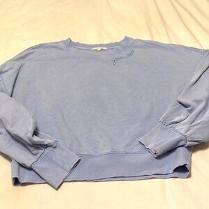 blue crew neck sweatshirt